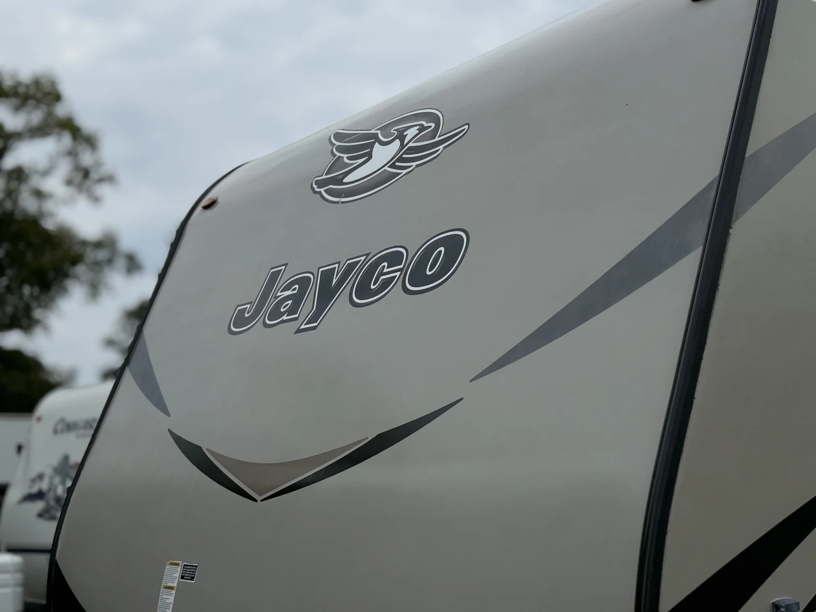 Jayco travel trailer front cap, clean and glossy after RV detailing